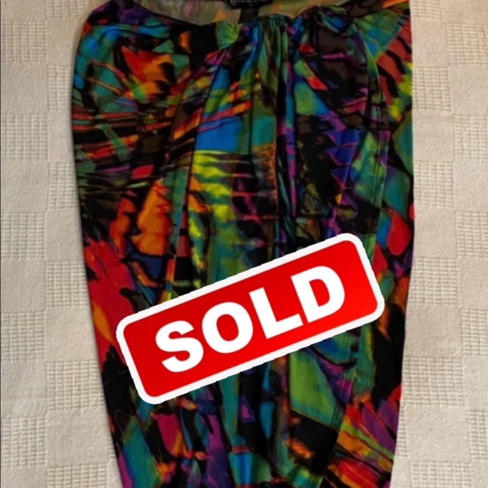 Multi color midi high slit skirt